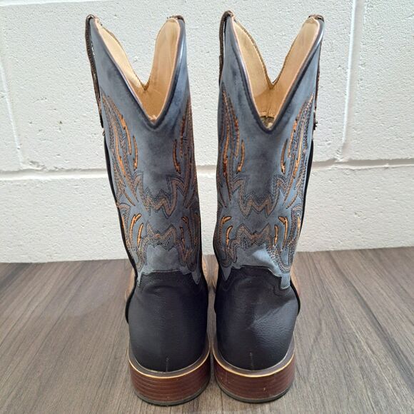 Roper Western Boots. Big Kids Brown Embroided Square Toe Cowboy Boots Size 5 - Picture 4 of 10